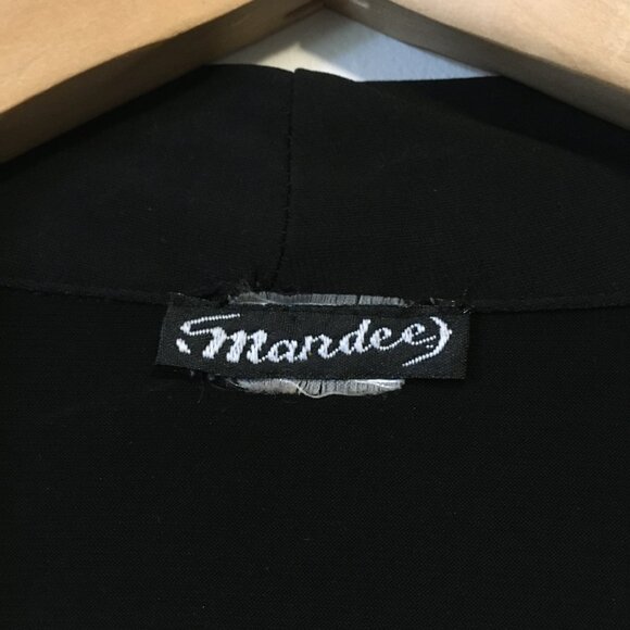 Mandee Black Open Waterfall Cardigan With Bow Tie Bust Animal Print Shirt 2in1 - Picture 11 of 16